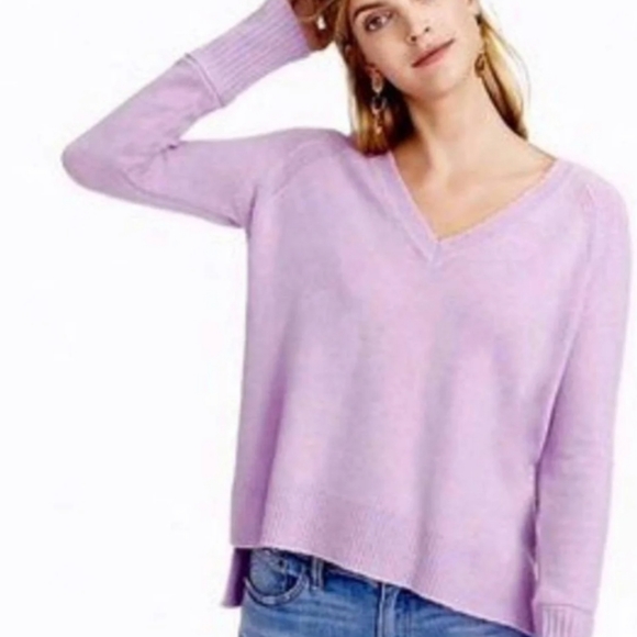 J. Crew Sweaters - J Crew Supersoft Yarn V-neck Sweater Wool Alpaca Blend Ribbed Hem Hi-Lo Boxy Fit